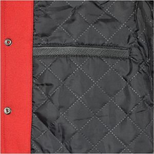 เสื้อแจ็กเก็ตทีมโรงเรียนผ้าวูลผสมกับแขนเสื้อหนัง PU ปักโลโก้ - Product Image 4