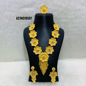 Bridal Long Necklace Set Gold Plated Online - Product Image 1