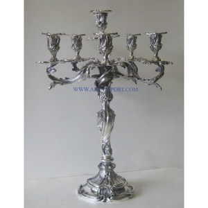 Candélabre en verre et métal poli miroir à 5 bras Candélabre éclaircissant Candélabre de mariage de luxe de grande taille en Inde - Product Image 4