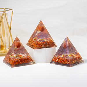 Pyramide d'Orgone en Cristal de Jaspe Rouge la plus vendue en gros avec globe pour la méditation positive - Product Image 3