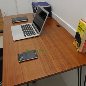Sustainable Reddish-Brown Bamboo <b>Computer</b> <b>Desk</b> with Stylized Legs (120cm X 60cm X 75cm) - Product Image 6