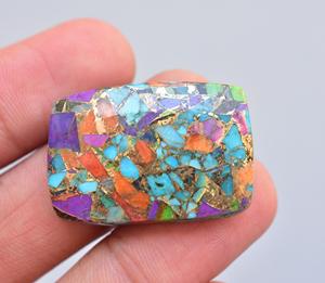 Perles de pierres précieuses naturelles turquoises, perles pour bijoux, ornements de pierres précieuses bronzées, de hauteur orange, vert et noir - Product Image 4