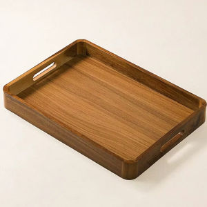 Plateau de service élégant en bois d'acacia laqué - Réutilisable - Convient aux boissons - Vaisselle pour l'extérieur et l'intérieur - Design moderne - Product Image 1