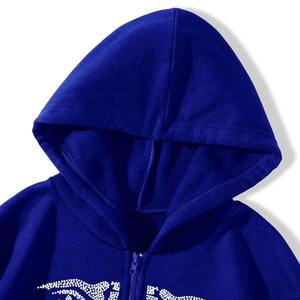 Sweat à capuche tendance pour homme en polaire d'hiver avec strass, respirant, mélange polyester/coton, streetwear, pull décontracté tendance - Product Image 2