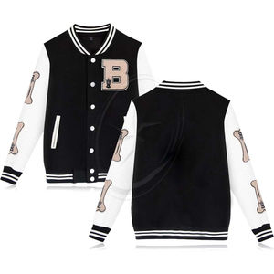 Men's <b>Vintage</b> Letterman Baseball Jacket Breathable Windproof Button down Bomber with <b>Stand</b> Collar Windbreaker Varsity <b>Coat</b> - Product Image 5