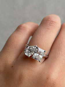 Poire et Radiant Toi Et Moi Lab Grown Diamond Luxury Handmade Solitaire Rings 18k Solid Gold Fine Wedding Jewelry For Her OEM - Product Image 6