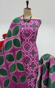 Conjunto de traje formal de línea A con estampado de Bandhej de satén verde con Dupatta para mujer-Ropa étnica festiva transpirable antiarrugas - Product Image 2