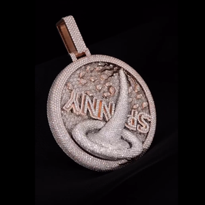 Iced Out Emerald Cut Diamond 925 oro rosa Logo colgante Vvs Moissanite diamante colgantes Pass Diamond Tester joyería para hombres - Product Image 3