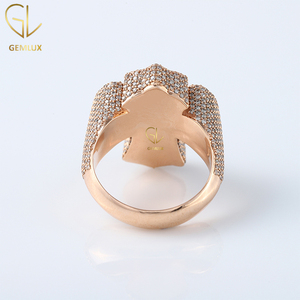 Nouveau Design Personnalisé Or Rose Iced Out Baguette Lab Grown Diamond Hip Hop Cross Ring Avec Certificat - Product Image 4