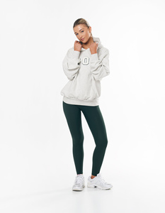 New Arrival <b>Women's</b> Oversized Sport <b>Zip</b> <b>Hoodie</b> <b>Grey</b> Marl Emerald Drop Shoulder Anti-Wrinkle Breathable Stonewashed Hooded - Product Image 4