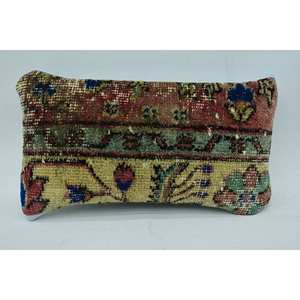 Cojín Decorativo Bohemio Multicolor de Lana Kantha con Parches, Ecológico, Antideslizante, Extraíble y Lavable, 8x16 Pulgadas, Estilo Vintage - Product Image 1