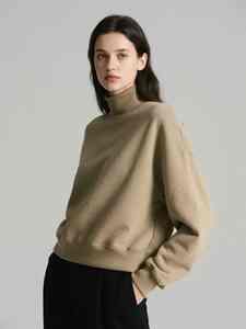 High Quality CustomCotton <b>Women's</b> Long Sleeve <b>Half</b> <b>Zip</b> Pullover <b>Sweatshirt</b> Autumn Winter Casual Fleece Front Embroidery Hoodies - Product Image 5