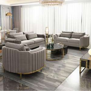 Tapicería moderna para sala de estar, apartamento contemporáneo, tocador curvo de terciopelo, sofá de salón para el hogar, 1 + 2 + 3 juegos, sofá Seccional de tela - Product Image 1