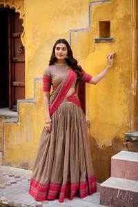 Lahenga choli dupatta chenderi ด้ายทำงาน vishnu K ออกแบบเสื้อถักแขนสั้น - Product Image 3