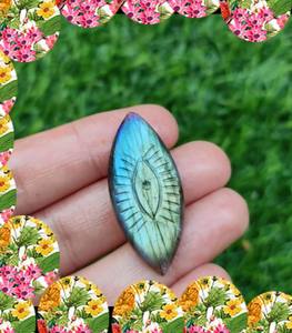 Labradorita antigua 8x22mm forma ovalada ojo tallado cabujón piedra preciosa tallada a mano para hacer collar Funky y regalo de boda - Product Image 1