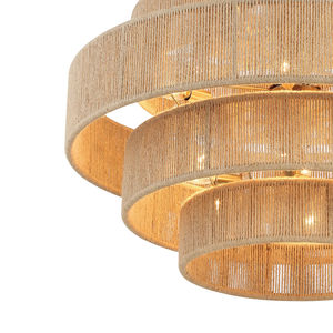 Luci circolari nordiche moderne a soffitto a più livelli per luci in morbido oro per luce a sospensione in Rattan da giardino retrò - Product Image 2