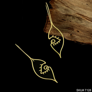 Superbes boucles d'oreilles style vintage en laiton plaqué or 18 carats boucles d'oreilles à la mode bijoux de fiançailles grand cadeau - Product Image 2