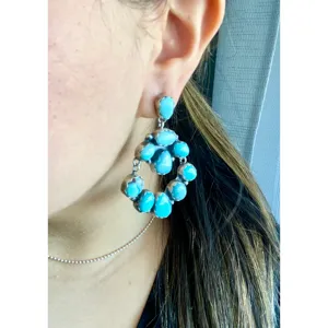 Boucles d'oreilles pendantes en turquoise et argent sterling Jeff James Golden Hill - Product Image 2