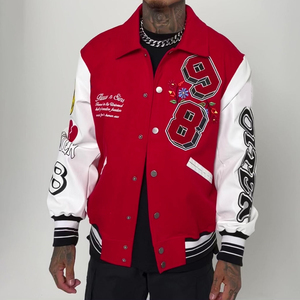 Veste universitaire Letterman de baseball personnalisée de haute qualité du fabricant OEM veste d'hiver en laine broderie en chenille à capuche légère - Product Image 4