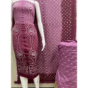 Salwar Kameez Bandhnai New Pattan, Traje Formal de Algodón para Mujer, Diseño Indio-Pakistaní, KMTAH Reversible, Largo hasta la Rodilla, para Bodas - Product Image 2