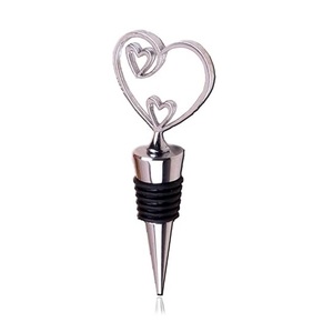 Luxury Double Heart Wedding Wine <b>Stopper</b> Aluminum Alloy Durable <b>Rubber</b> Seal Eco-Friendly Wine Saver - Product Image 1