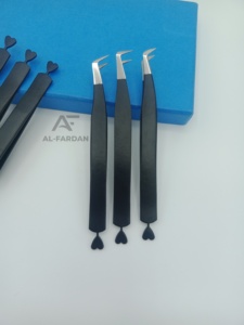 แหนบต่อขนตาสีดำด้าน 45 65 75 90 องศา แหนบด้ามบาง ดีไซน์รูปหัวใจที่ปลาย - Product Image 4