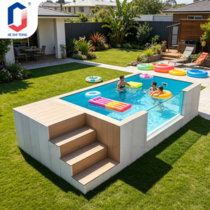 UV Protected Small Fiberglass Prefabricated Corner Combo <b>Pool</b> For Home Garden Outdoor Above Ground Container <b>Pool</b> - Product Image 1