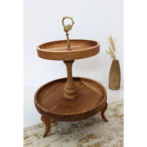 2 <b>Tiers</b> Fancy Table Decorative <b>Cake</b> Serving <b>Stand</b> With Leaf Design Handle Dessert Serving <b>Stand</b> for Hotel Ware Accessories - Product Image 1