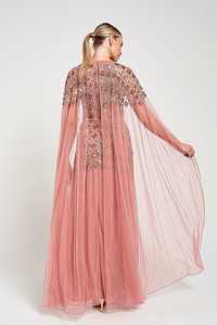 เดรสออกงานความยาวถึงพื้นของผู้หญิงชุดเดรสคอกลมเอวทรงเอไลน์จากธรรมชาติผ้าโพลีเอสเตอร์100% สำหรับงานปาร์ตี้และงานค็อกเทล - Product Image 2