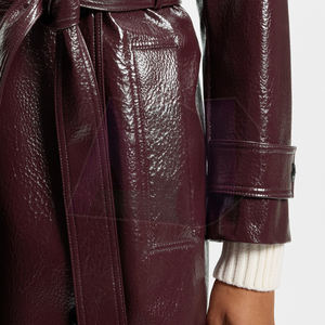 Stylish Cold Weather Apparel Women <b>Leather</b> <b>Long</b> <b>Coat</b> Smooth Surface Tailored Fit Suitable For Casual Outings - Product Image 6