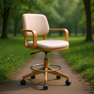 Swivel <b>Stool</b> in Natural Beech with <b>Adjustable</b> Seat <b>Height</b> 420-550mm - Product Image 3