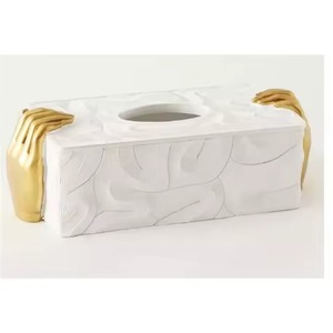 Caja de pañuelos decorativa de metal para mesa, caja de pañuelos de metal creativa, soporte para servilletas para accesorios de baño - Product Image 4