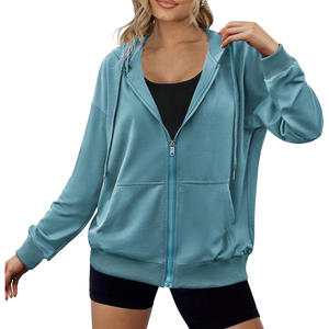 Sudaderas deportivas con cremallera para mujer con logotipo bordado personalizado Etiqueta Impresión de etiquetas y opciones de marca para clubes o fitness - Product Image 1
