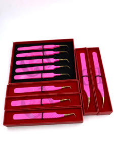 Pince à épiler de précision GETUP BROSONS IMPEX professionnelle en acier inoxydable, pointe nano en fibre, revêtement poudré rose foncé, durable - Product Image 2