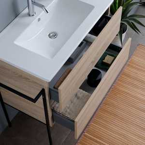 Conjunto de Baño de 80CM con 2 Cajones, Espejo de 80X60 y 2 Toalleros Belize - Product Image 5