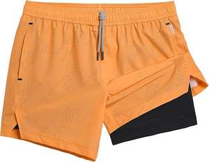Pantalones cortos de tenis para hombre con tela de secado rápido que absorbe la humedad y cintura con cordón para entrenamiento activo y Deportes - Product Image 1