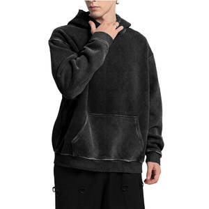 Sweat à capuche personnalisé pour homme en polyester lourd, effet délavé vintage, taille plus, vêtements d'hiver, coupe régulière, séchage rapide, respirant - Product Image 3