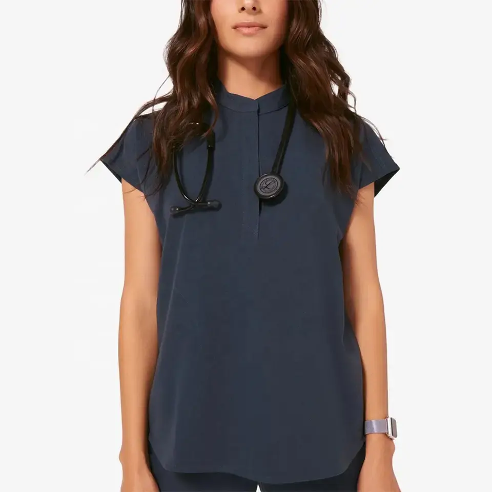 ラボコート半袖女性医療看護師スクラブ制服臨床制服ユニセックス美しいデザイン