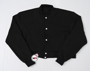Premium 100% Cotton Fleece MRI Winter Coat High Quality Regular Sleeves Breathable Crop Style Jacket Crew Neck Button Decoration - Product Image 1