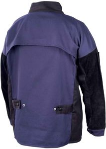 เสื้อแจ็คเก็ตเชื่อมโลหะแบบกันน้ำ ทนไฟ ผลิตจากผ้าฝ้ายผสมหนังวัว แขนหนังวัว น้ำหนักเบา ระบายอากาศดีที่หลัง - Product Image 3