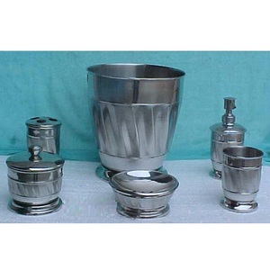Nouvel ensemble de 5 pièces pour salle de bain et porte-gobelets, design écologique, finition argent antique, en métal traditionnel, pour exportateurs - Product Image 1