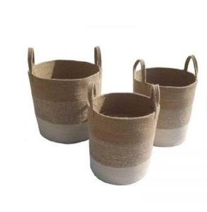 ตะกร้าใส่ของทำมือหญ้าทะเลทำจากปอกระเจาเป็นมิตรกับงบประมาณของตกแต่งเฟอร์นิเจอร์สำหรับห้องนั่งเล่นและห้องครัว - Product Image 6