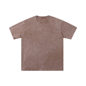 Venta al por mayor 100% algodón hombres camiseta personalizada talla grande impresa con su logotipo 250g lavado camiseta patrón sólido - Product Image 6