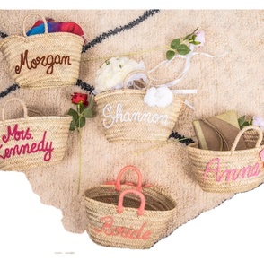 Bolsas de Regalo Personalizadas Hechas a Mano para Despedida de Soltera, Bolsas de Paja Personalizadas para Damas - Product Image 1