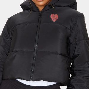 Chaqueta de bombardero de invierno de talla grande para mujer, capucha de algodón cálido transpirable, bordado, estampado de logotipo personalizado, forro de nailon, procesamiento en bruto - Product Image 4