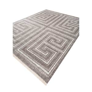 พรมขนสัตว์ถักมือลายเรขาคณิตสีน้ำตาลเบจลายไทม์ รุ่น AKWT-1055 สำหรับห้องนั่งเล่น ห้องโถง ห้องนอนวัยรุ่น รูปทรงสี่เหลี่ยมผืนผ้า - Product Image 2