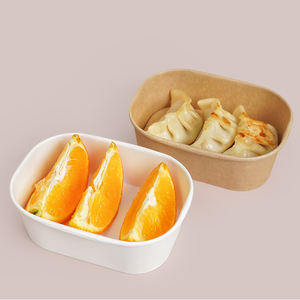 Boîte à salade en papier kraft jetable de 360ml 450ml à emporter de taille mini rectangle bol de récipient alimentaire pour plat d'accompagnement fruit cornichon collation - Product Image 1