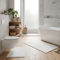 Ensemble de tapis de bain de luxe Lanya en coton recyclé/polyester, teint en fil, tissé jacquard, absorbant l'eau, lavable, pour la maison, l'hôtel, le bureau