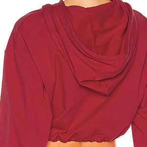 Crop top à capuche streetwear décontracté, pull court oversize, mode hiver, polaire doux, capuche ajustable - Product Image 6