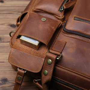 Maletín Clásico de Cuero Genuino para Portátil, Gran Capacidad, Bandolera, Bolso de Hombro Portátil para el Trabajo, Cierre de Cremallera - Product Image 6